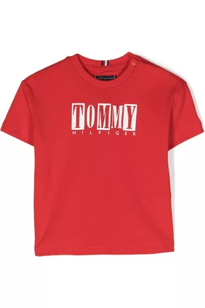 Tommy Hilfiger Short Sleeved T-Shirts - Logo-print short-sleeved T-shirt - Red