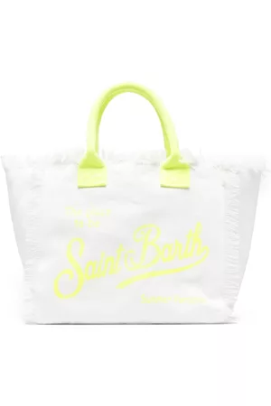MC2 SAINT BARTH Women Beach Bags - Logo-print cotton beach bag - White