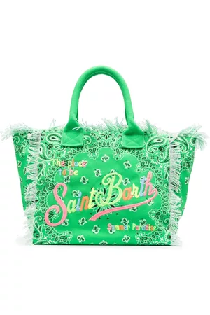 MC2 SAINT BARTH Women Beach Bags - Bandana-print cotton beach bag - Green