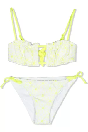 MC2 SAINT BARTH Girls Bikini Sets - Floral-embroidery bikini set - White