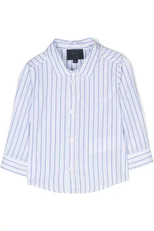 FAY KIDS Shirts - Logo-embroidered striped shirt - White