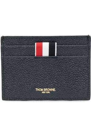 Thom Browne Men Wallets - 4-Bar stripe leather cardholder - 415 NAVY