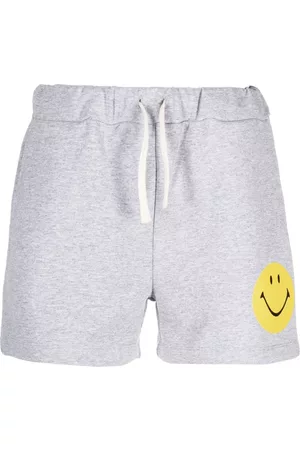 JOSHUA SANDERS Sports Shorts - Smiley-face print cotton shorts - Grey