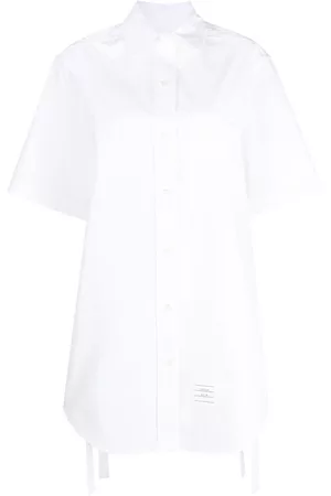 Thom Browne Women Casual Dresses - Heavy Poplin gathered shirt minidress - White