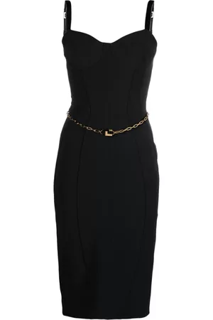 Elisabetta Franchi Women Midi Dresses - Bustier belted midi dress - Black