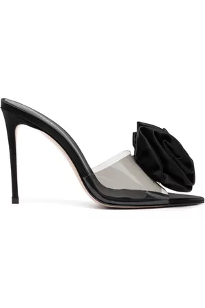 LE SILLA Women Sandals - Floral-appliqué 105mm transparent sandals - Black