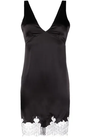 Saint Laurent Lace-trim satin minidress
