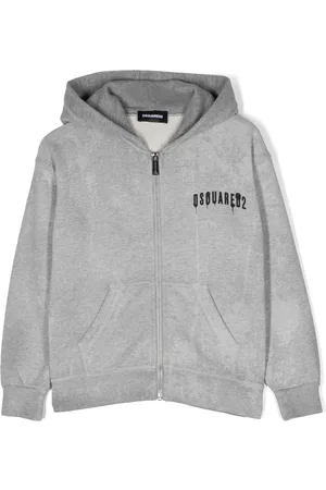 Dsquared2 Boys Zip-up Hoodies - Logo-print zip-up hoodie - Grey