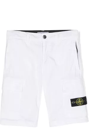 Stone Island Boys Shorts - Logo-patch cargo shorts - White