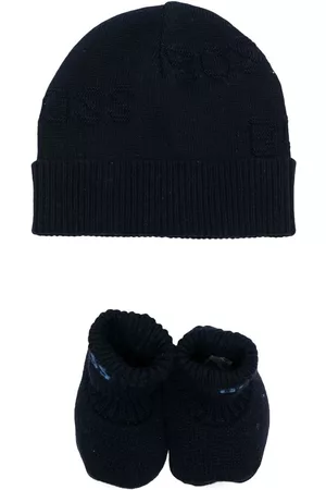 HUGO BOSS Beanies - Embroidered-logo beanie hat set - Blue
