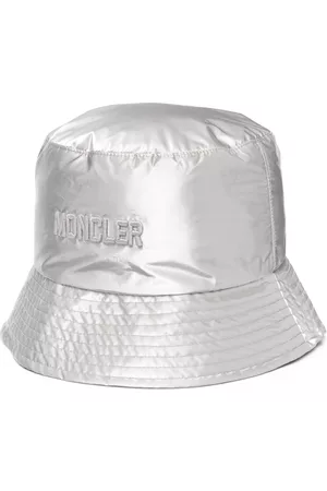 Moncler Women Hats - Metallic embroidered-logo bucket hat - Grey