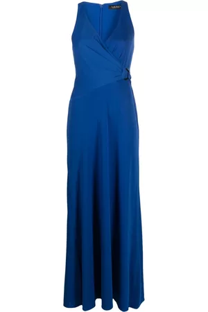 Ralph Lauren Women Sleeveless Dresses - Sleeveless V-neck long dress - Blue