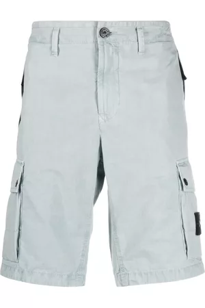 Stone Island Men Bermudas - Mid-rise cotton bermuda shorts - Blue
