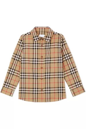 Burberry Boys Long Sleeved Shirts - Vintage Check long-sleeve shirt - Neutrals