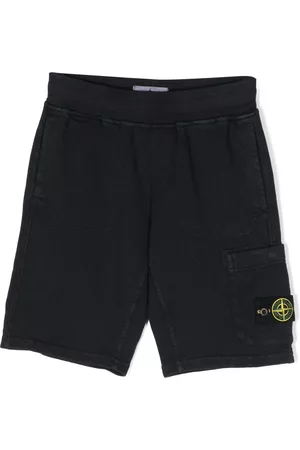 Stone Island Boys Shorts - Compass-patch cargo shorts - Blue