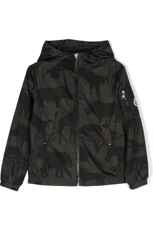 Moncler Boys Jackets - Rhino-print hooded jacket - Green