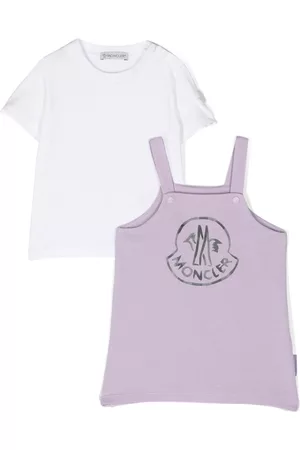 Moncler Printed Dresses - Logo-print cotton dress set - Purple