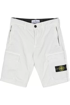 Stone Island Boys Shorts - Side logo-patch cargo shorts - Grey