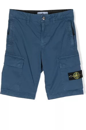 Stone Island Boys Shorts - Side logo-patch cargo shorts - Blue