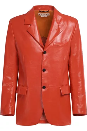 Marni Men Leather Jackets - Polished-finish leather jacket - Orange