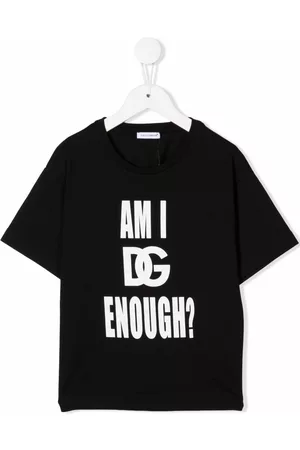 Dolce & Gabbana Boys T-Shirts - Slogan-print crew-neck T-shirt - Black