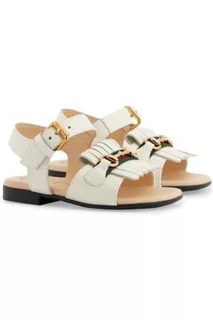Gucci Flat Shoes - Leather flat sandals - White