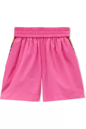 Burberry Girls Shorts - Check-panel cotton-blend shorts - Pink