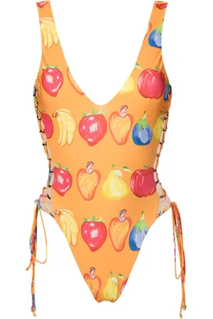 AMIR SLAMA Fruit-print open-back swimsuit