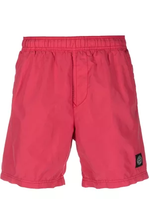 Stone Island Men Swim Shorts - Logo-patch swim shorts - Red