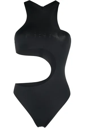Pinko Cut-out logo-print swimsuit