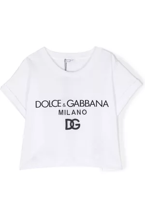 Dolce & Gabbana Girls T-Shirts - Logo-print cropped T-shirt - White