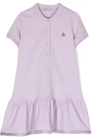 Moncler Girls Casual Dresses - Logo-patch cotton dress - Purple