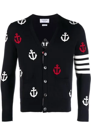 Thom Browne 4-Bar anchor print cardigan