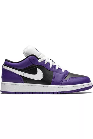 Jordan Kids Boys Sports Shoes - Air Jordan 1 Low "Black/Court Purple" sneakers