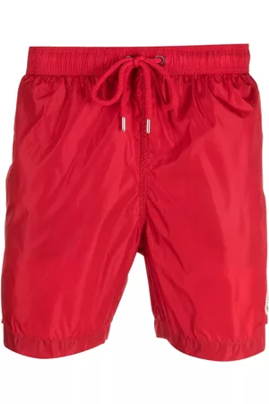Moncler Men Swim Shorts - Logo-patch swimming shorts - Red