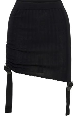 DION LEE Gathered ribbed-knit miniskirt