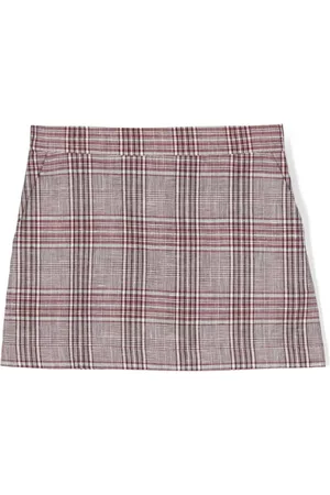 DOUUOD KIDS Girls Printed Skirts - Check-pattern side-zip skirt - Red