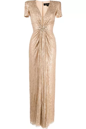 Jenny Packham Women Evening Dresses - Embellished V-neck dress - Gold