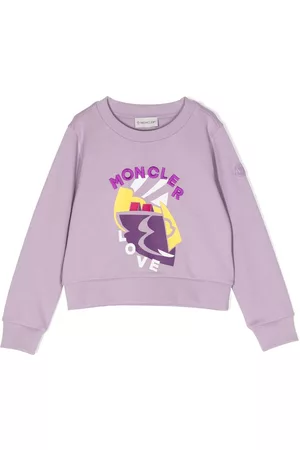 Moncler Girls Hoodies - Logo-detail cotton jumper - Purple