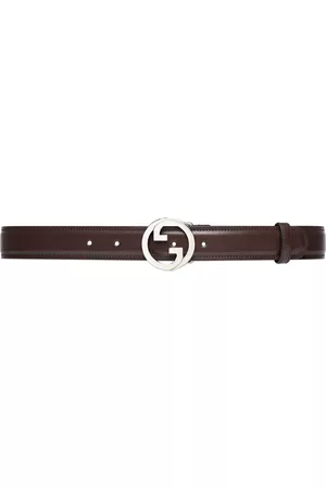 Gucci Men Belts - Blondie logo-plaque leather belt - Brown