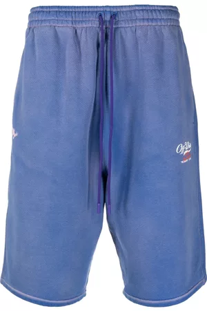 OFF-WHITE Men Sports Shorts - Wave Off Skate cotton track shorts - Blue