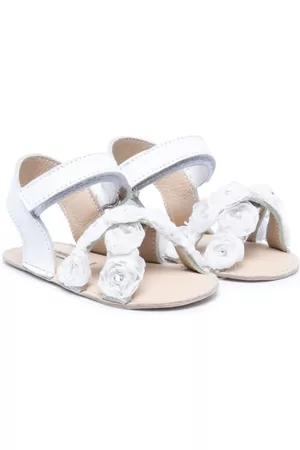 Babywalker Sandals - Floral-appliqué leather sandals - White