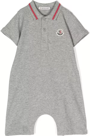Moncler Rompers - Logo-patch cotton romper - Grey