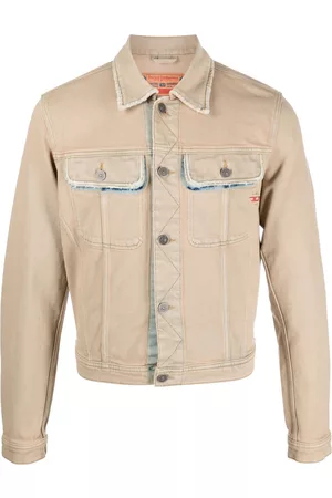 Diesel Denim Jackets - Embroidered-logo denim jacket - Neutrals