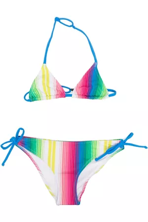 MC2 SAINT BARTH Girls Bikini Sets - Rainbow-print halterneck bikini set - White