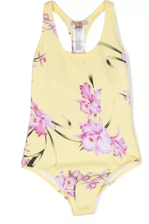 Nº21 Girls Swimsuits - Floral-print stretch-design swimsuit - Yellow
