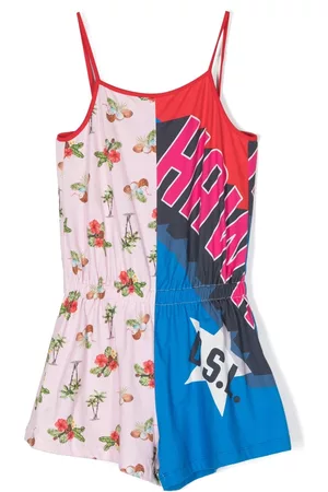 Diesel Girls Playsuits & Rompers - Graphic-print cotton playsuit - Pink
