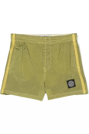 Stone Island Boys Shorts - Logo-patch short shorts - Green