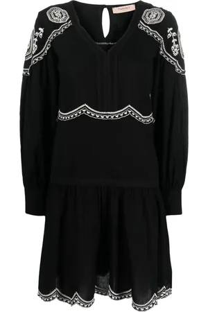 Twin-Set Embroidered long-sleeve short dress