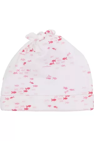 Emporio Armani Girls Hats - Fish-print cotton beenie - White